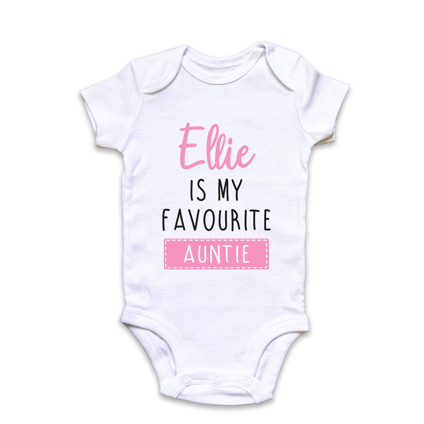 Personalised Favourite Auntie / Uncle Baby Grow Vest - Add any Name - Pink