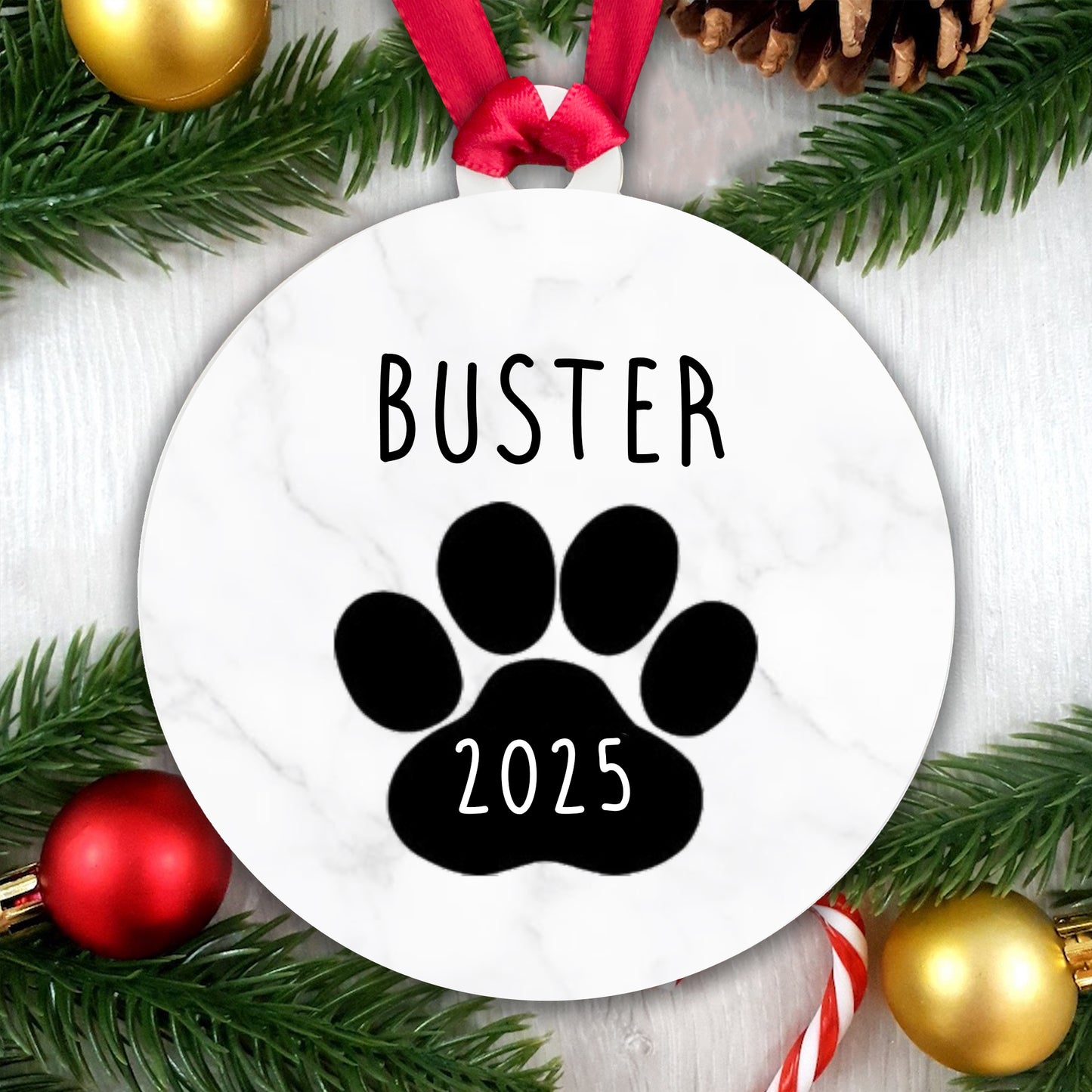 Personalised Acrylic Dog Bauble - Add your name and year!