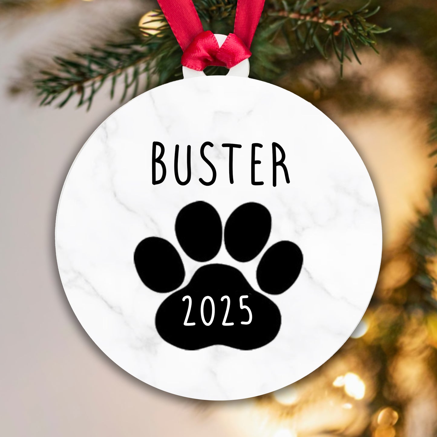 Personalised Acrylic Dog Bauble - Add your name and year!
