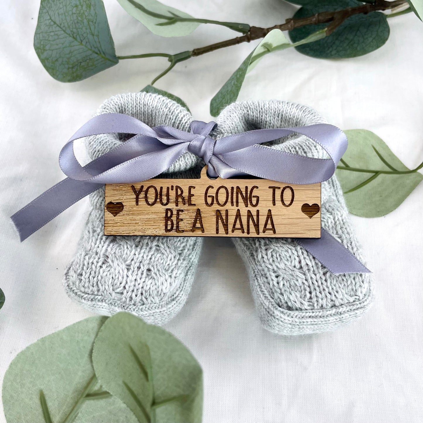 Guess What' Booties - Grey & Gift Boxed - "You're Going to Be..." - A Nana