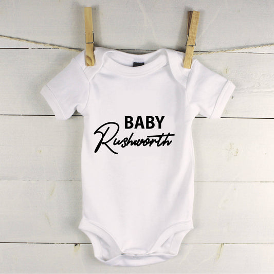 Personalised Surname Baby Grow Baby Vest Pregnancy Announcement