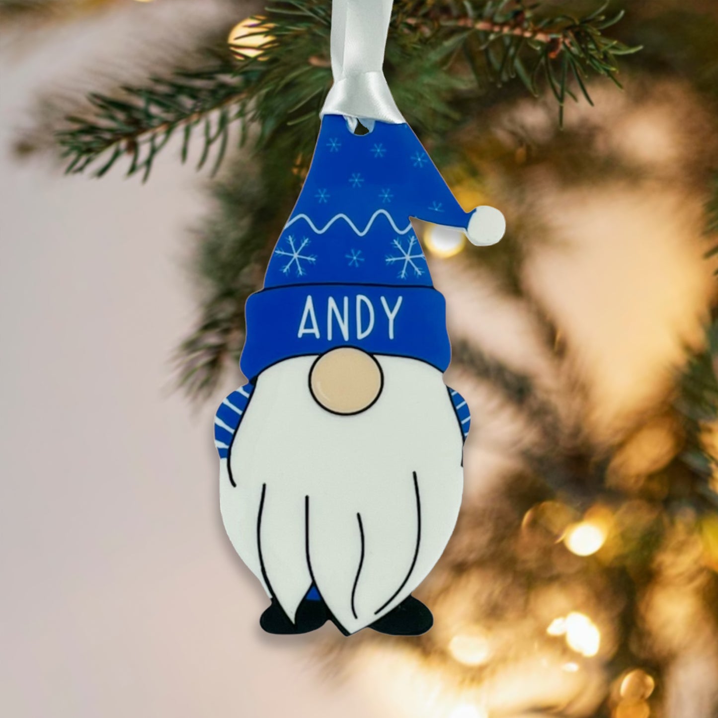Personalised Christmas Acrylic Gonk Bauble - Choose from four colours - Add any name!