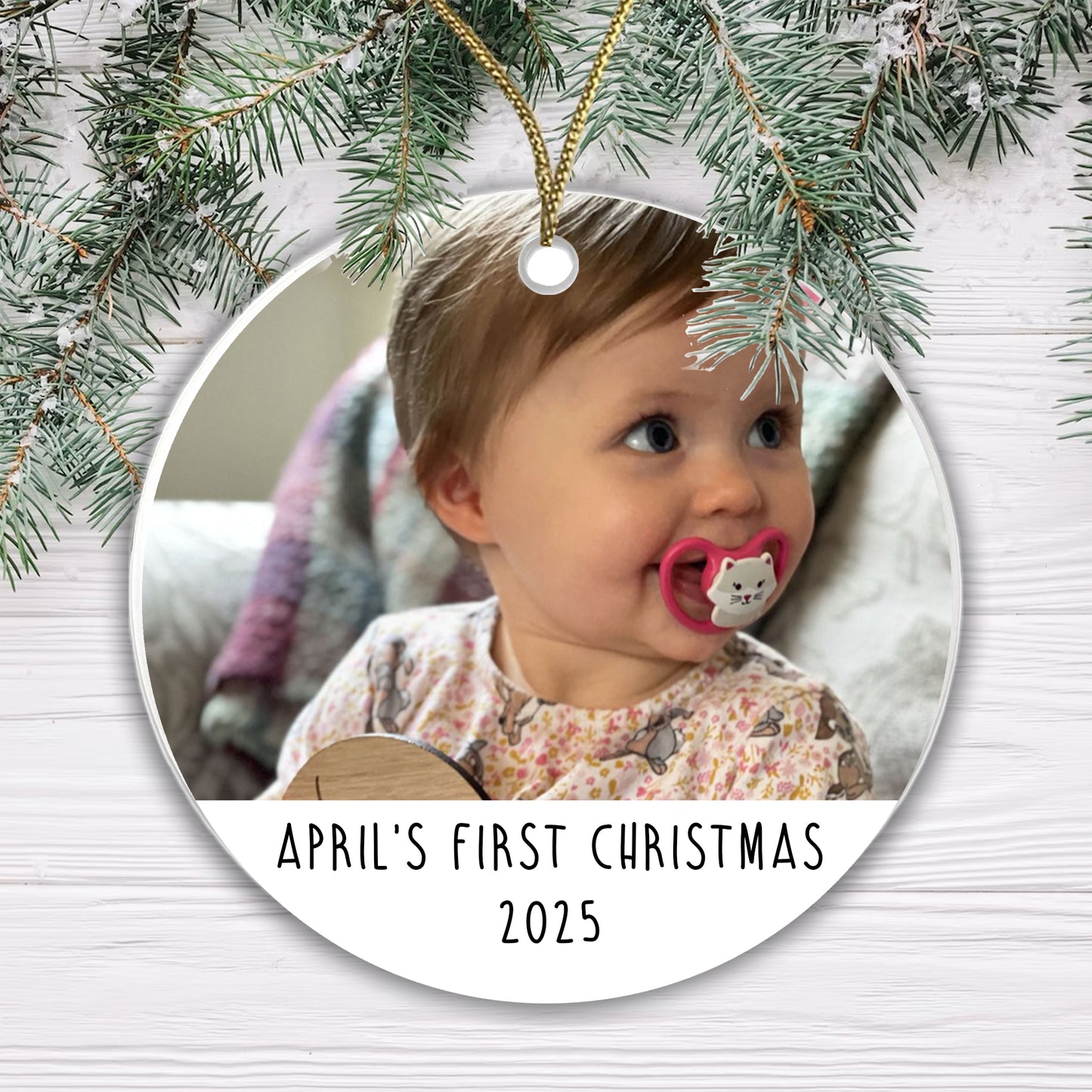 Baby's First Christmas - Photo Bauble - Acrylic or Ceramic