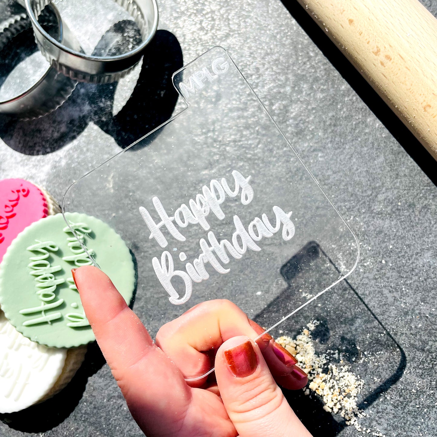 Happy Birthday Icing Stamp Embosser Stamp Fondant for Biscuits, Cookies, Cupcake Topper Decorations Stencil for Birthdays