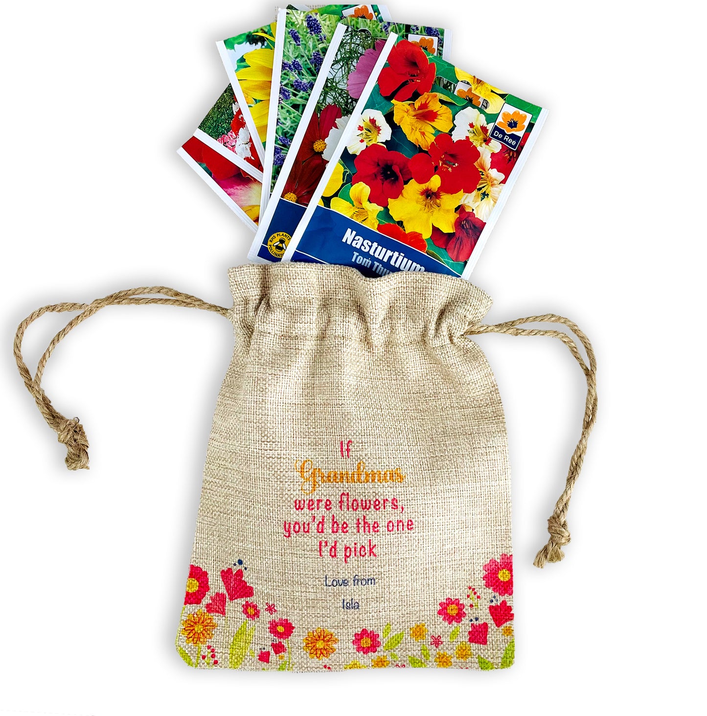 Personalised Flower Seed Bag - If Grandmas were Flowers You'd be The one I'd Pick - Gardening Gift