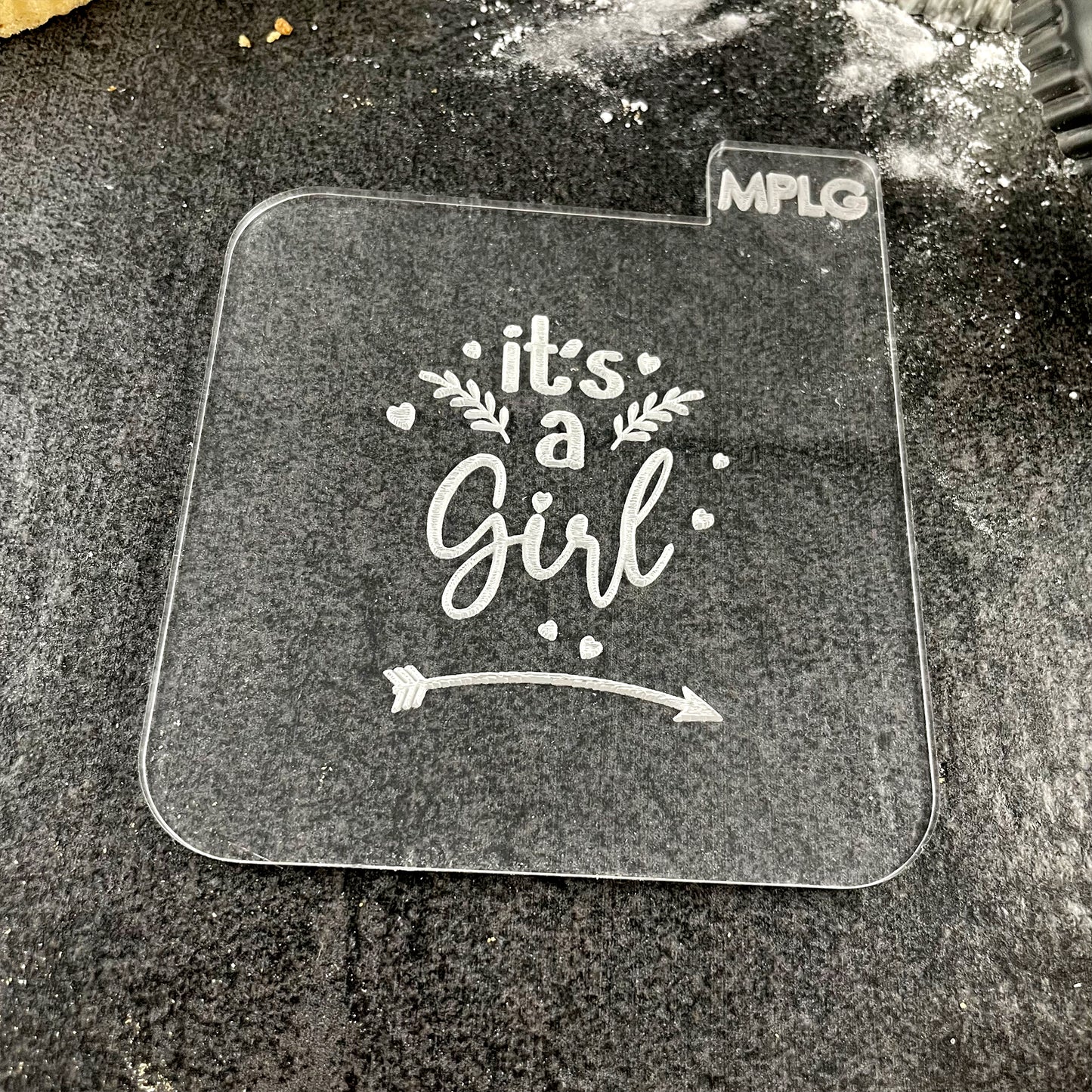 It's A Girl Icing Stamp Embosser Stamp Fondant for Biscuits, Cookies, Cupcake Topper Decorations Stencil for Baby Shower Gender Reveal