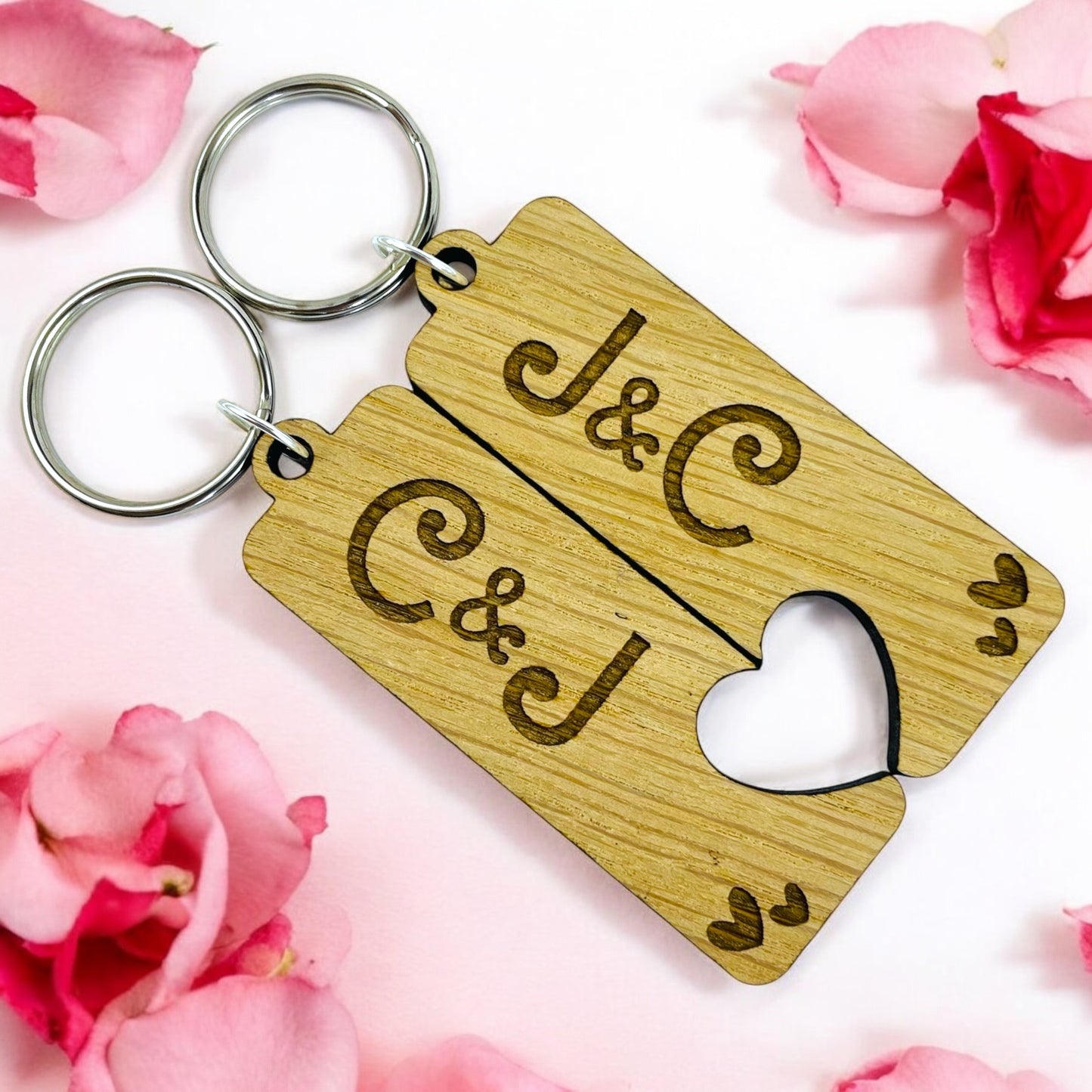 Personalised Initial Keyring Heart - Set of 2