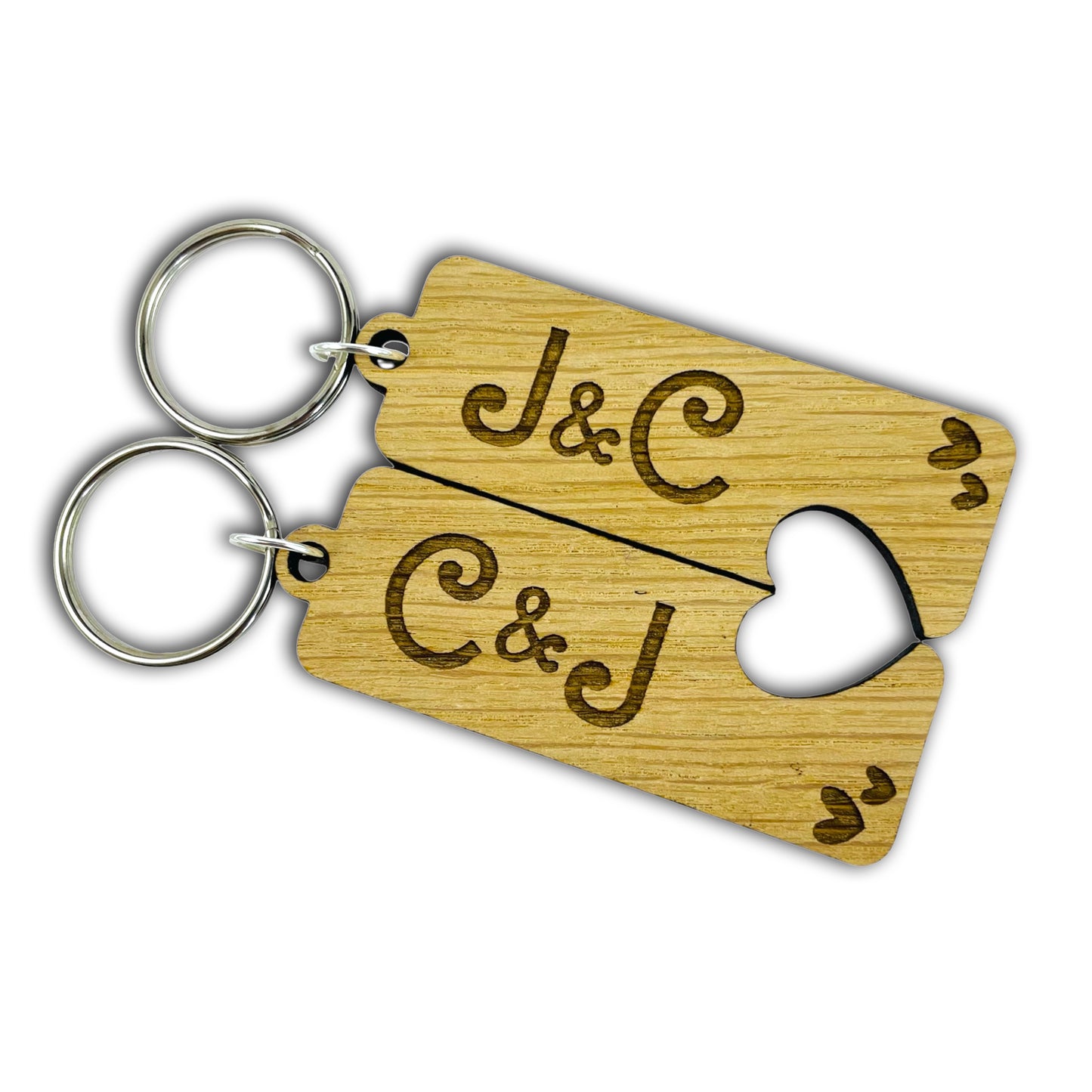 Personalised Initial Keyring Heart - Set of 2