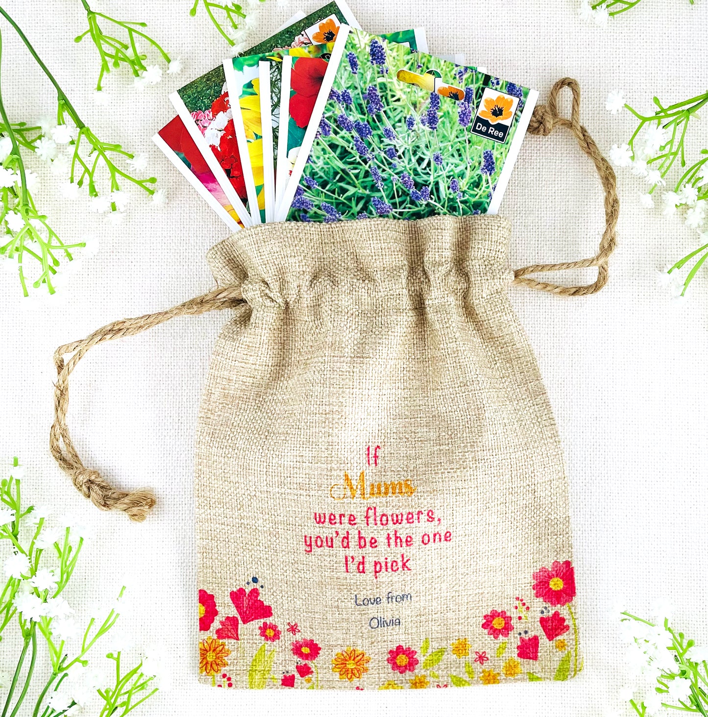 Personalised Flower Seed Bag - If Mums were Flowers You'd be The one I'd Pick - Gardening Gift