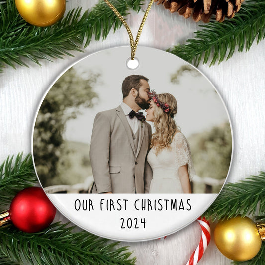 Personalised Couple Photo Bauble - Add a photo, names and year! - Gift Boxed