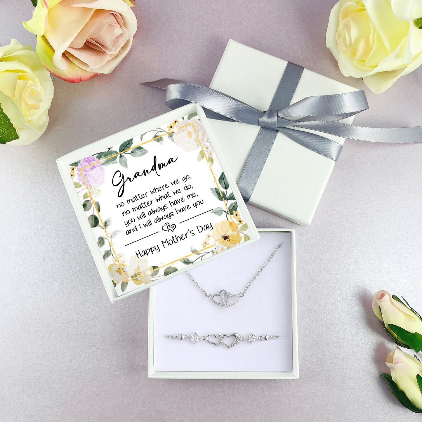 Grandma Jewellery Set No Matter Where We Go - Bracelet & Necklace