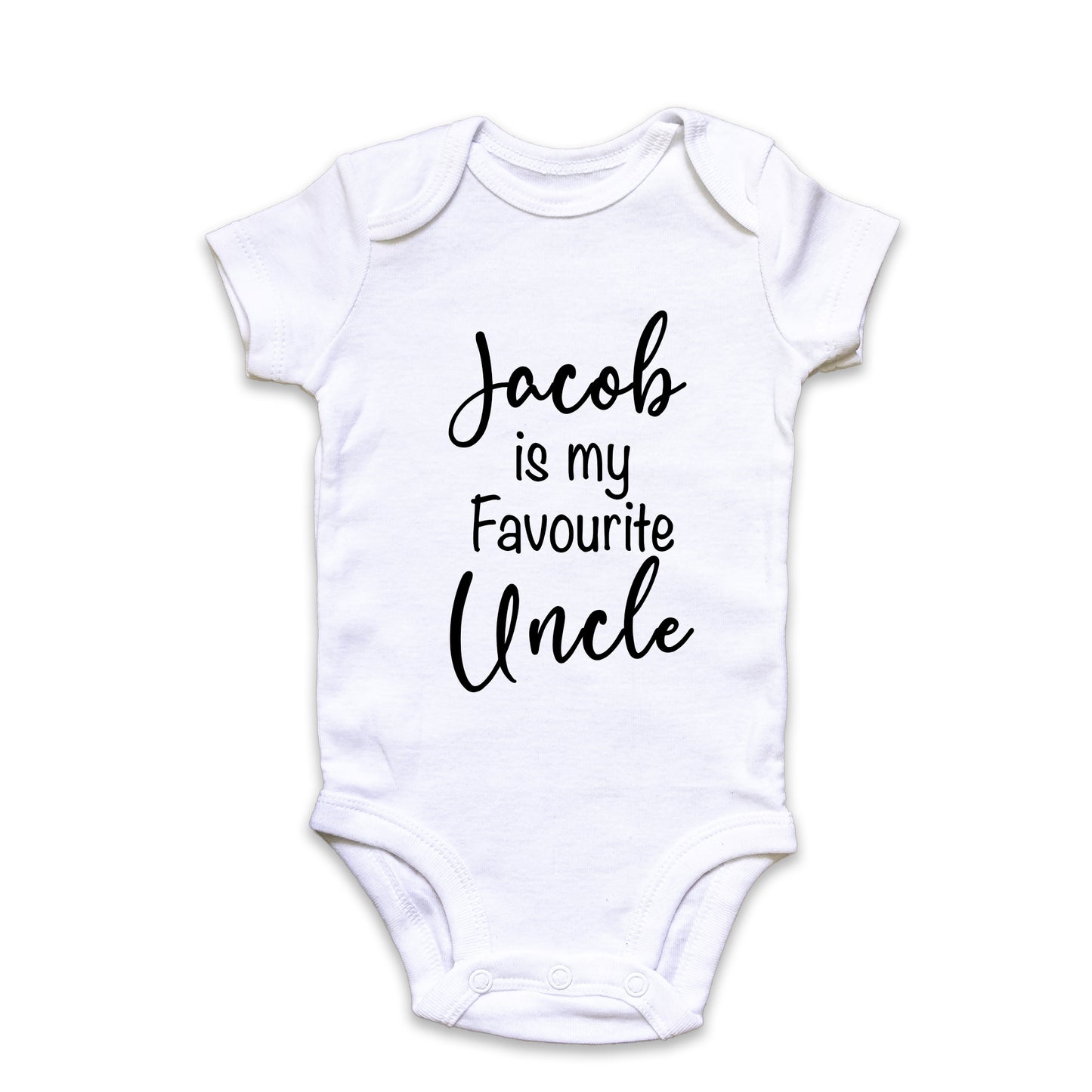 Personalised Name is My Favourite Uncle Baby Grow Vest - New Baby - Baby Announcement
