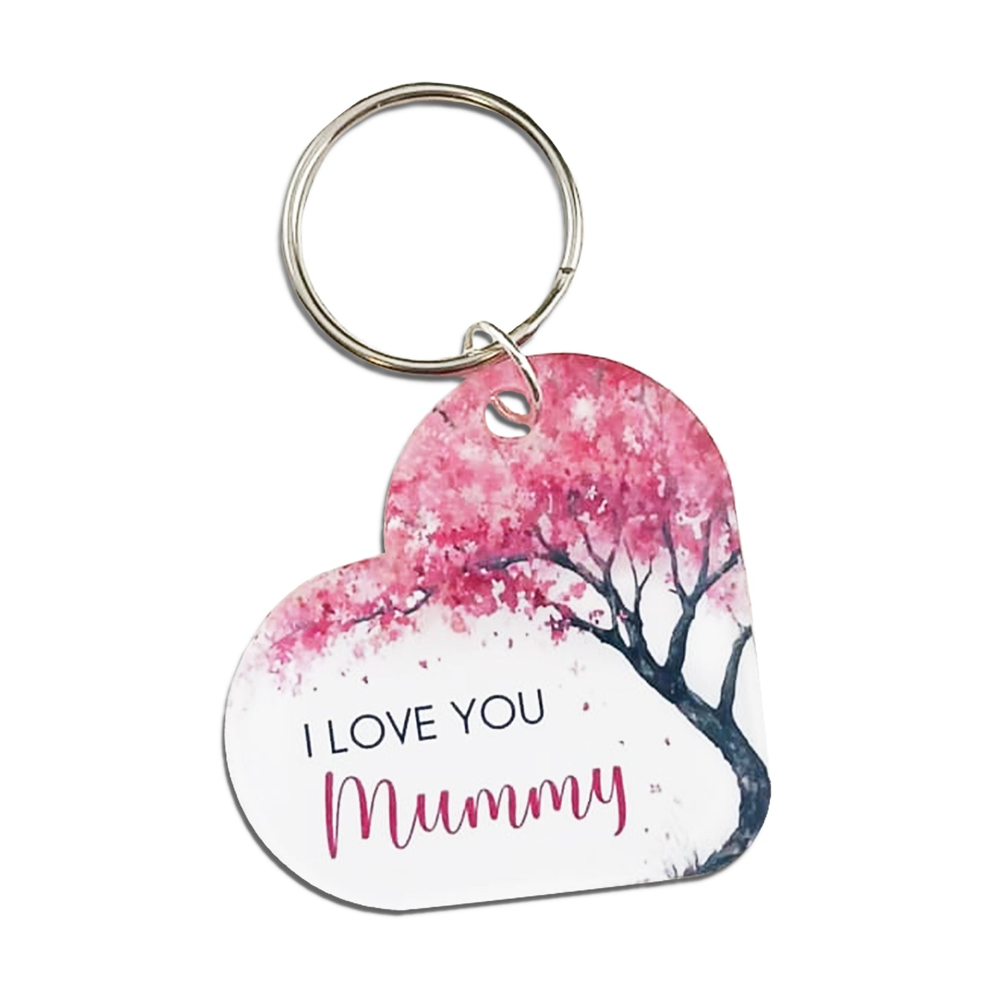 I Love You Mummy Keyring, Cherry Blossom Mum Gift, Mother’s Day Keychain, Pink Floral Acrylic Keepsake, Birthday Present for Mum