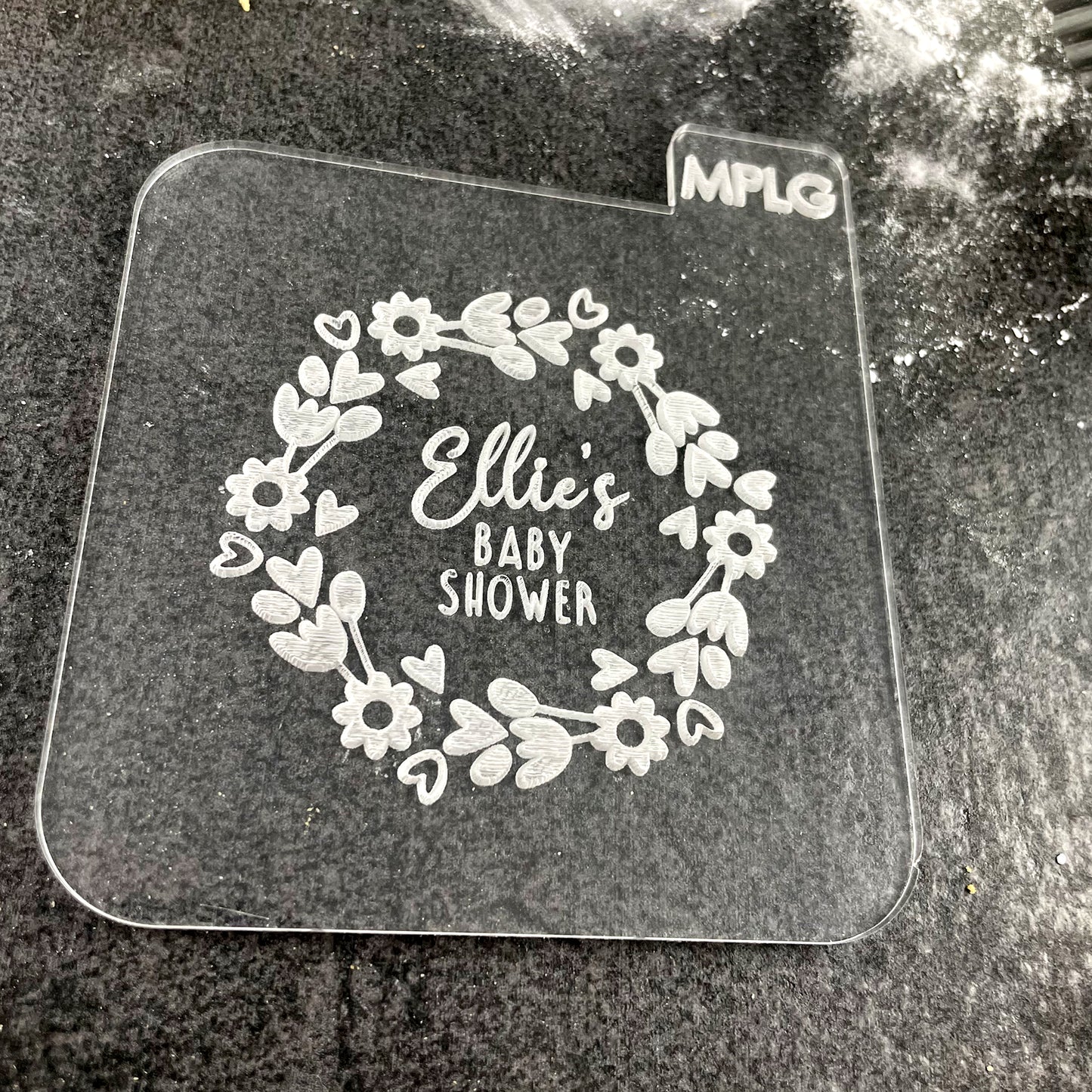 Personalised Baby Shower Icing Stamp Fondant Embosser Stamp for Biscuits, Cookies, Cupcake Topper Decorations Stencil for Baby Shower