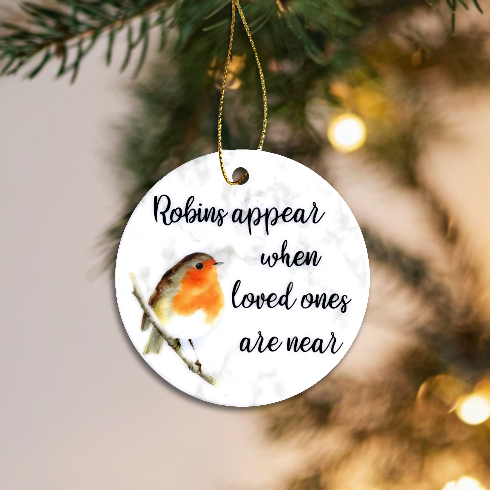 Robin's Appear When Loved One's are Near - Ceramic Christmas Bauble