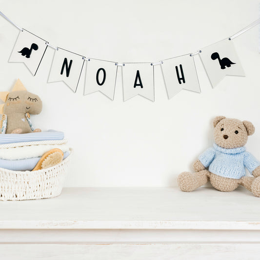 Personalised White Wood Name Bunting - Nursery or Child's Room Decor - Add any Name!