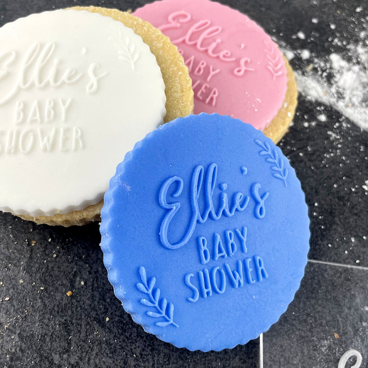 Personalised Baby Shower Icing Stamp Fondant Embosser Stamp for Biscuits, Cookies, Cupcake Topper Decorations Stencil for Baby Shower