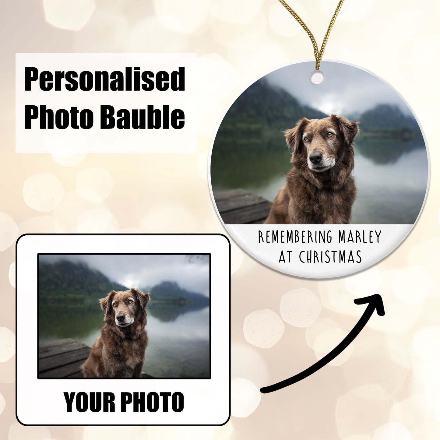 Personalised Pet Memorial Bauble - Remembering Cat Dog at Christmas