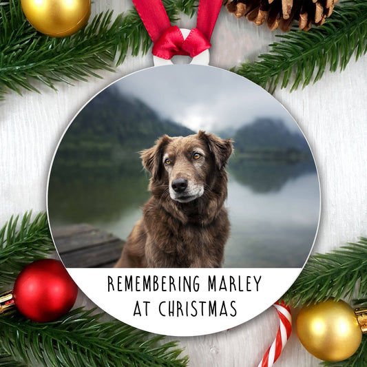Personalised Pet Memorial Bauble - Remembering Cat Dog at Christmas