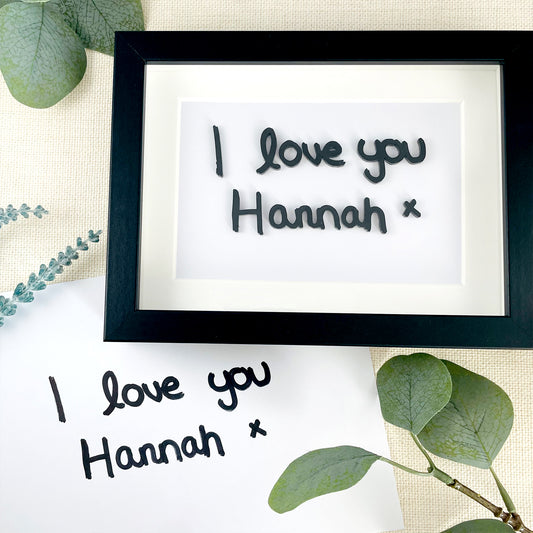 Personalised Handwritten Note Framed Wall Art, Black Box Frame - For her, For Him