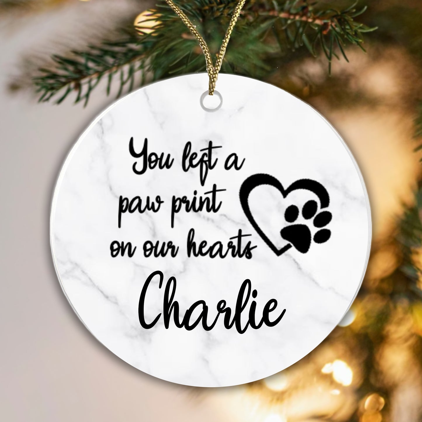 Personalised Memorial Ceramic Bauble - You left a Paw Print... Add any name!