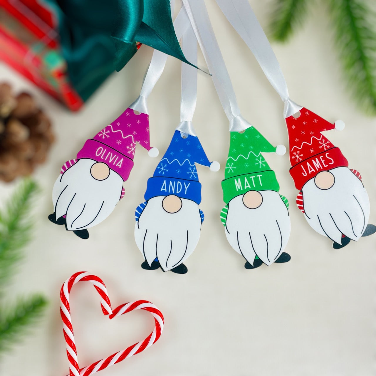 Personalised Christmas Acrylic Gonk Bauble - Choose from four colours - Add any name!
