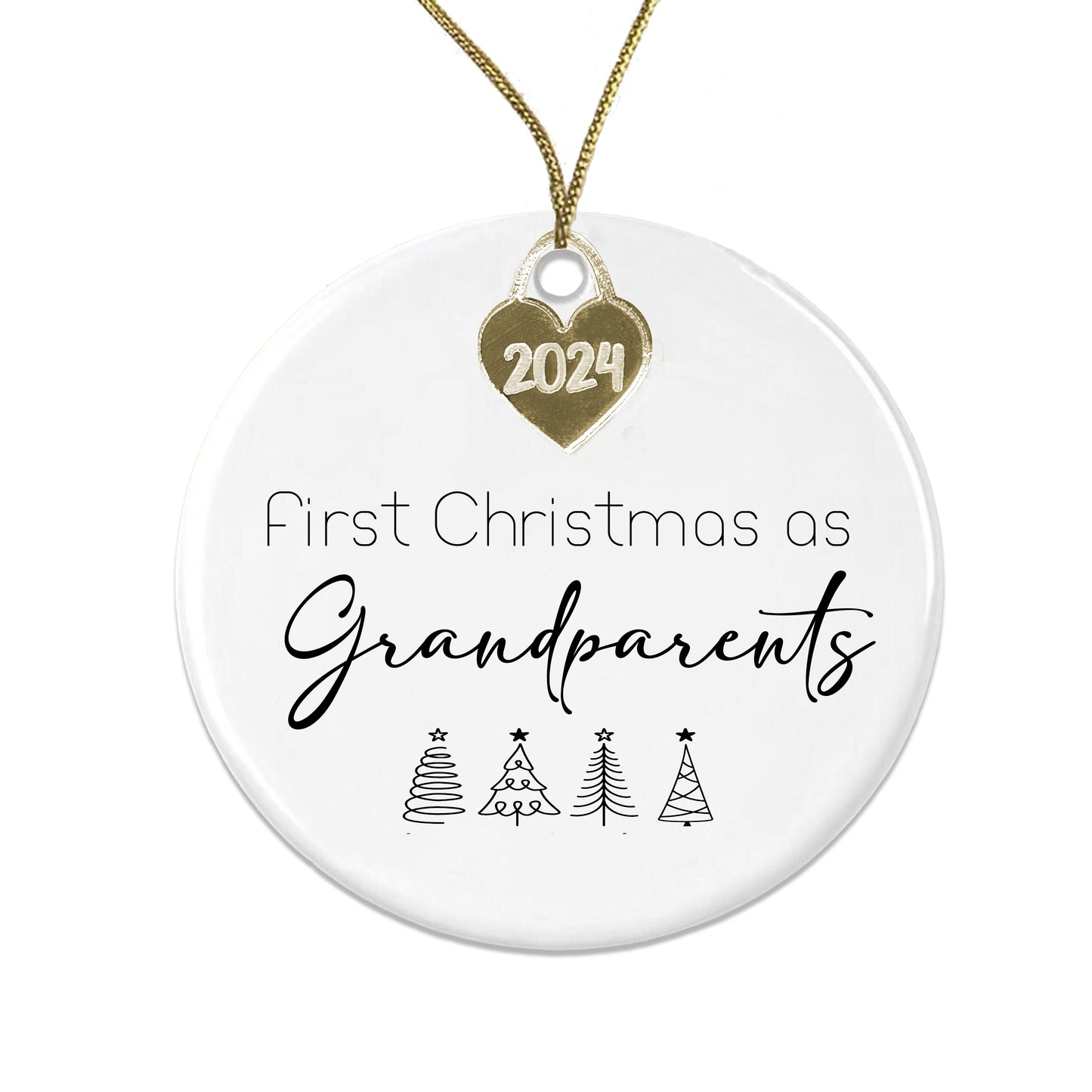 Personalised First Christmas as Grandparents Tree Decoration Bauble | Ceramic