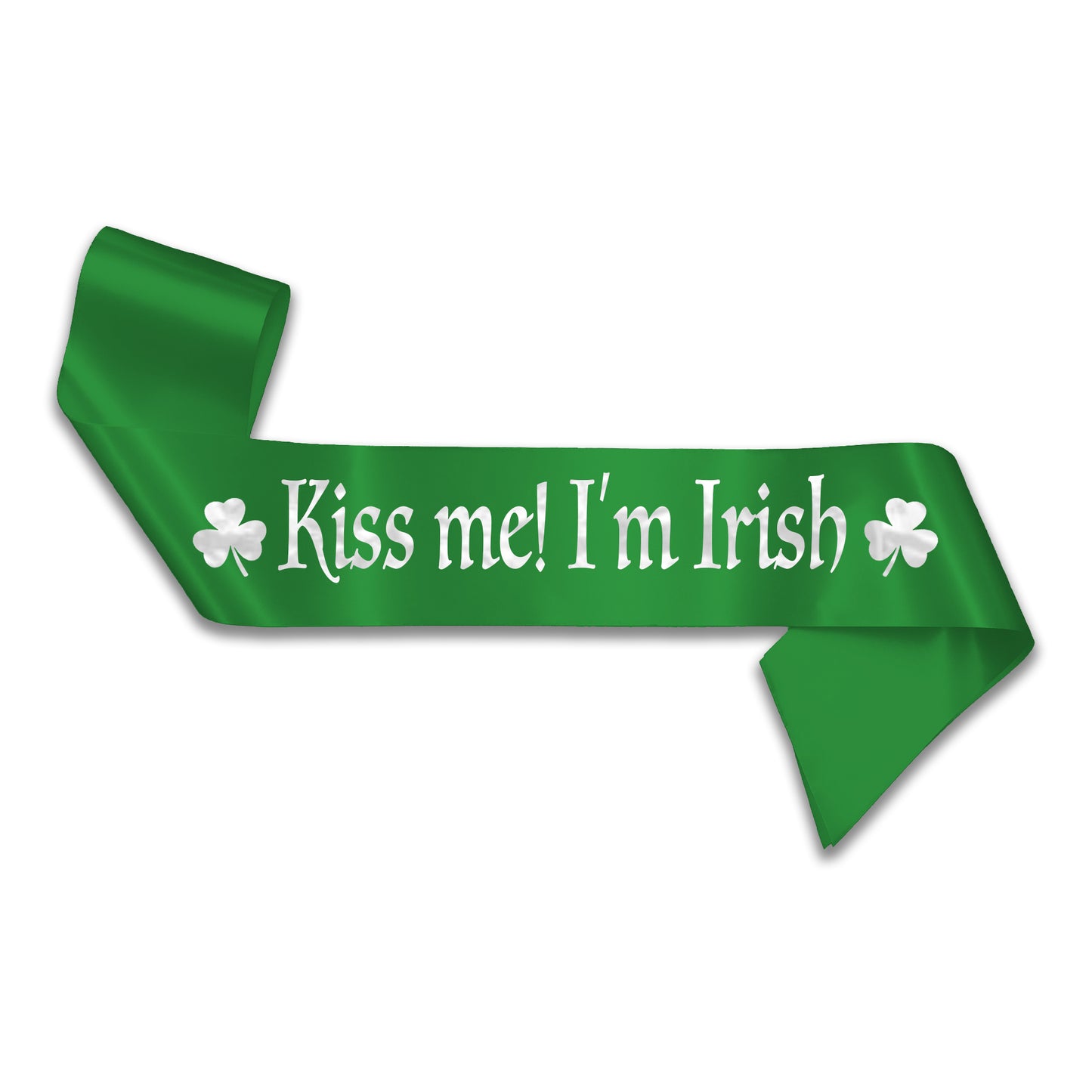 Kiss Me! I'm Irish Sash - Green with Silver Text - St Patrick's Day