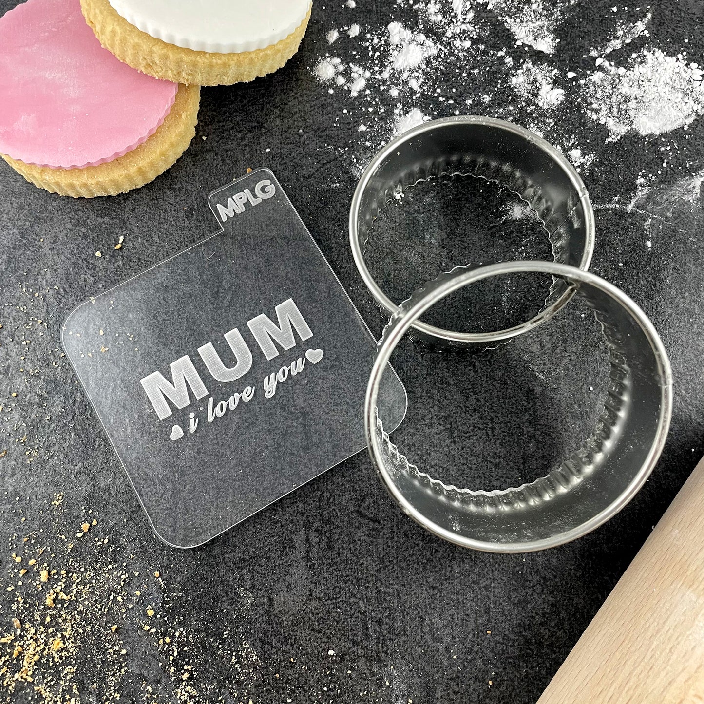 Mum I Love You Icing Stamp Embosser Fondant Happy Mother's Day Stamp for Biscuits, Cookies, Cupcake Topper Decorations Stencil for Mum