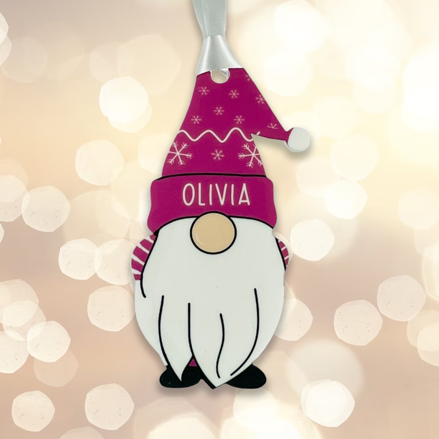 Personalised Christmas Acrylic Gonk Bauble - Choose from four colours - Add any name!