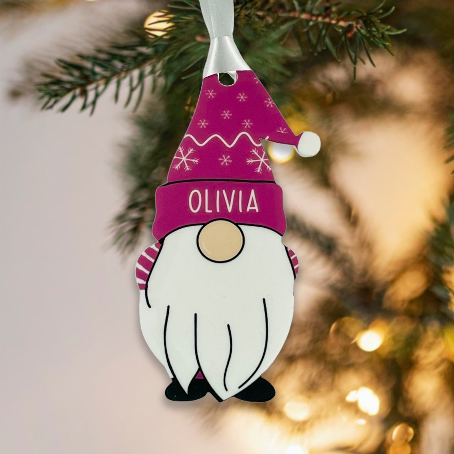 Personalised Christmas Acrylic Gonk Bauble - Choose from four colours - Add any name!