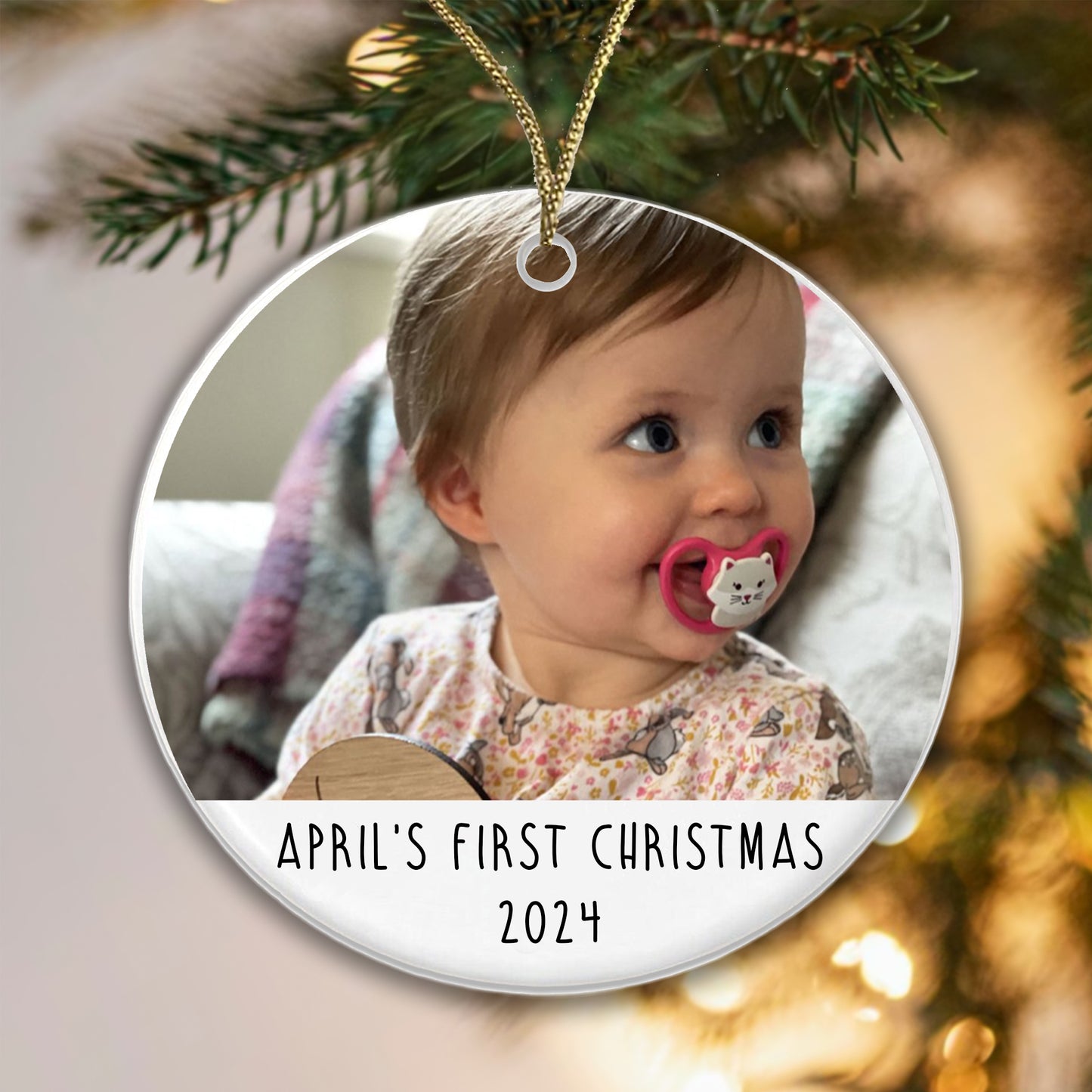 Personalised Baby's First Christmas Bauble - Ceramic Photo