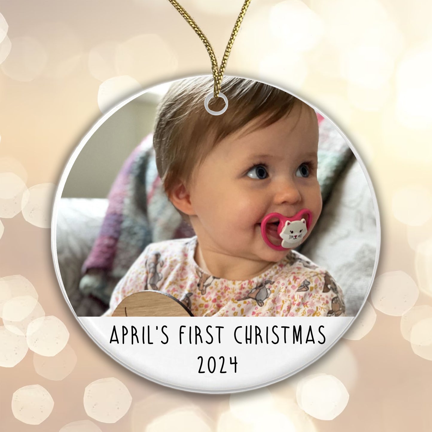 Personalised Baby's First Christmas Bauble - Ceramic Photo