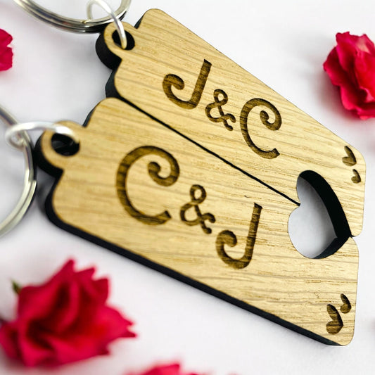 Personalised Initial Keyring Heart - Set of 2