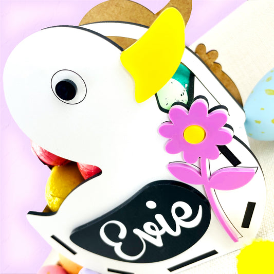 Personalised White Wood Easter Egg Hunt Duck Basket Box - Cute Easter Gift - Easter egg hunt Basket - Spring Duck