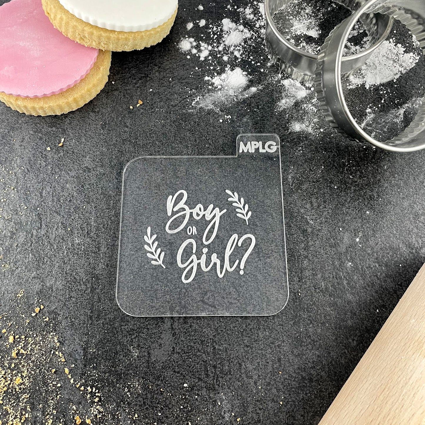 Boy or Girl Icing Stamp Embosser Stamp Fondant for Biscuits, Cookies, Cupcake Topper Decorations Stencil for Baby Shower Gender Reveal