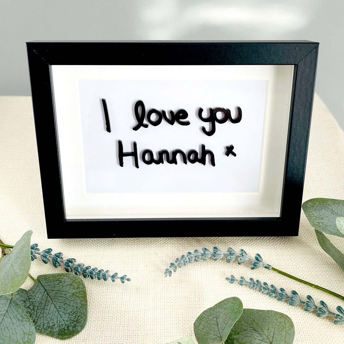 Personalised Handwritten Note Framed Wall Art, Black Box Frame - For her, For Him