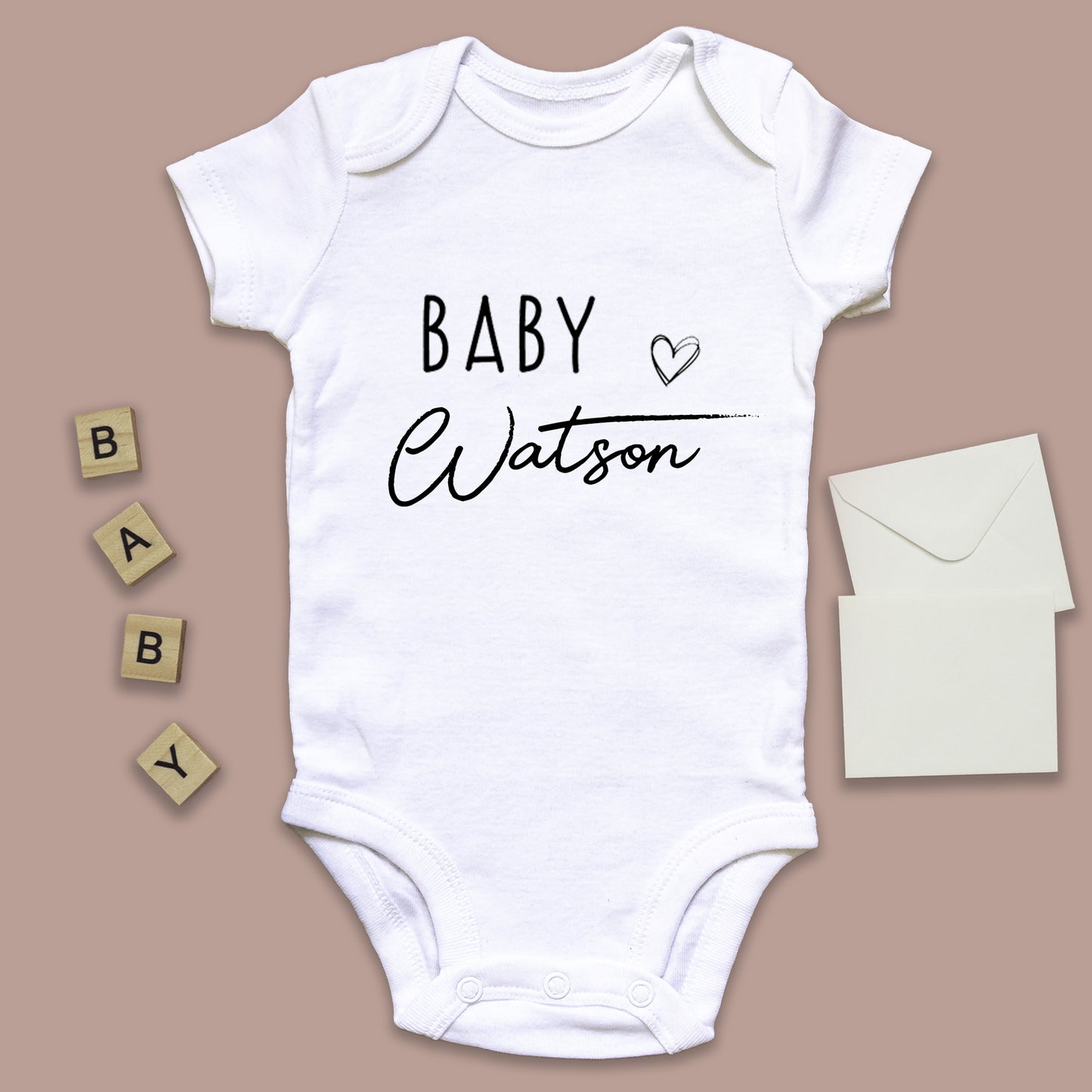 Personalised Baby Surname Announcement Baby Grow Vest Add any Name First Outfit - Baby Shower - New Baby