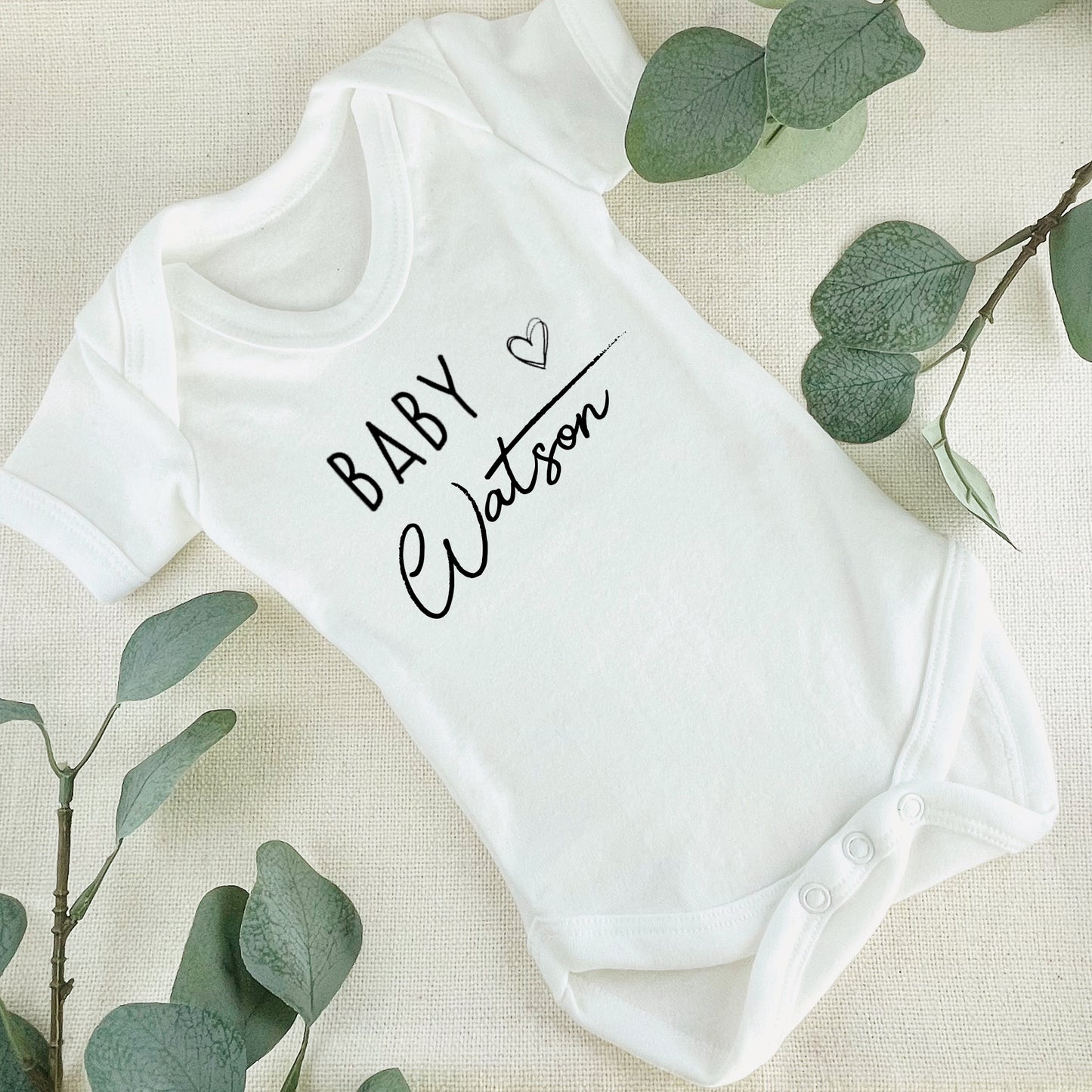 Personalised Baby Surname Announcement Baby Grow Vest Add any Name First Outfit - Baby Shower - New Baby