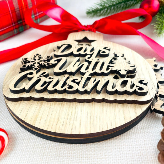 Christmas Countdown Days until Christmas - Rotating Bauble Wall Decoration