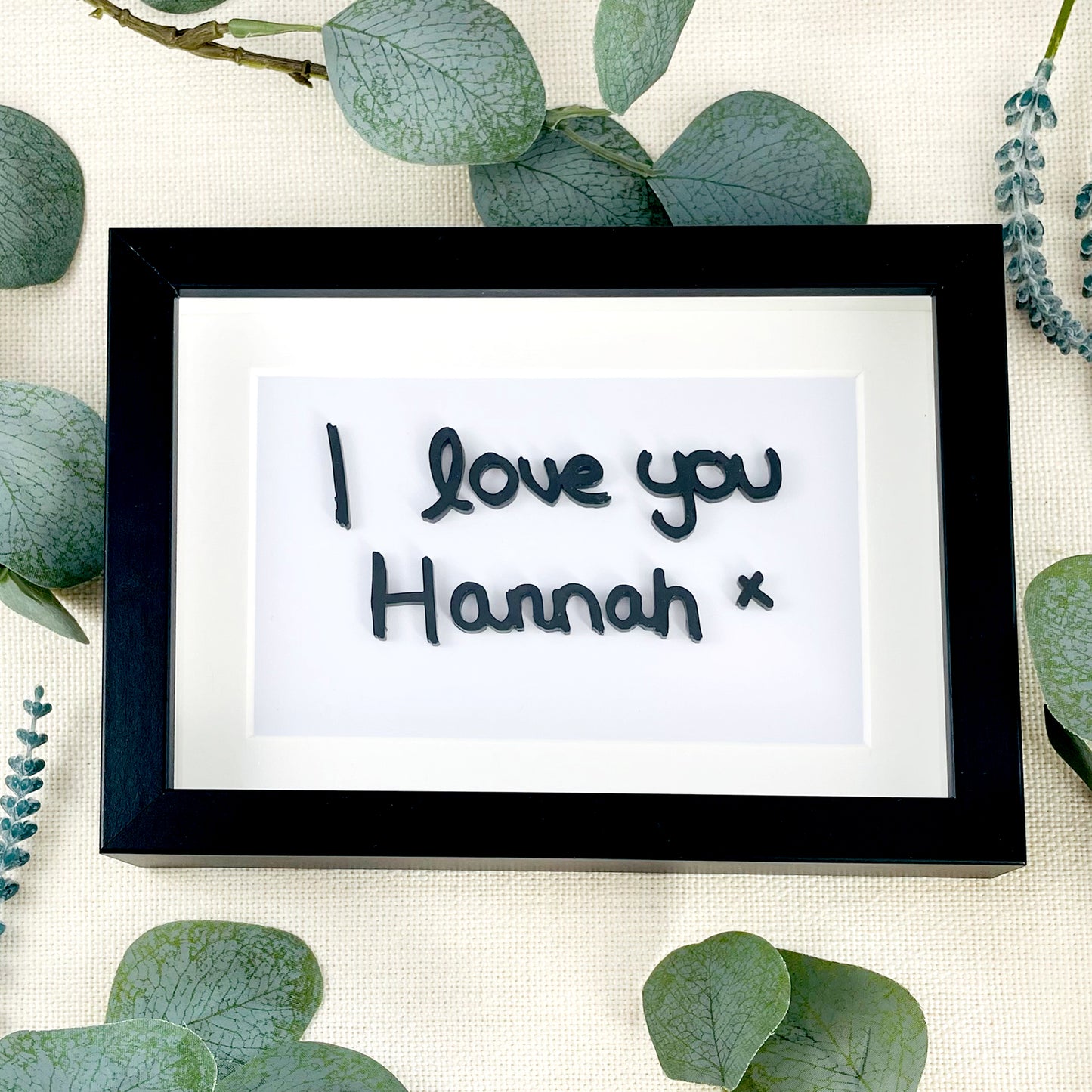 Personalised Handwritten Note Framed Wall Art, Black Box Frame - For her, For Him