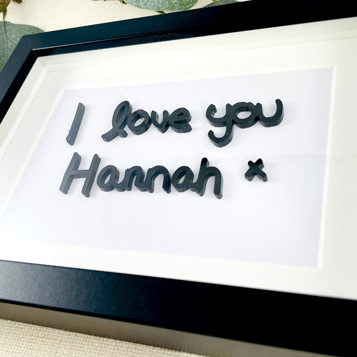 Personalised Handwritten Note Framed Wall Art, Black Box Frame - For her, For Him