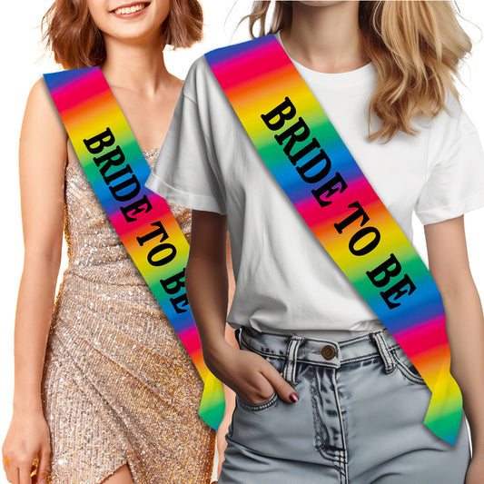 Rainbow Bride to Be Sash - LGBTQ+ Wedding Sash - Pride Wedding Accessories - Hen Do Sash