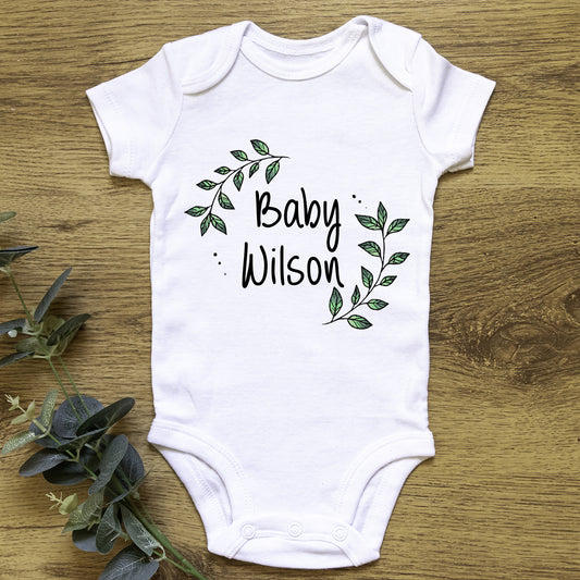 Personalised Baby Surname Announcement Baby Grow Vest Add any Name First Outfit - Baby Shower - New Baby