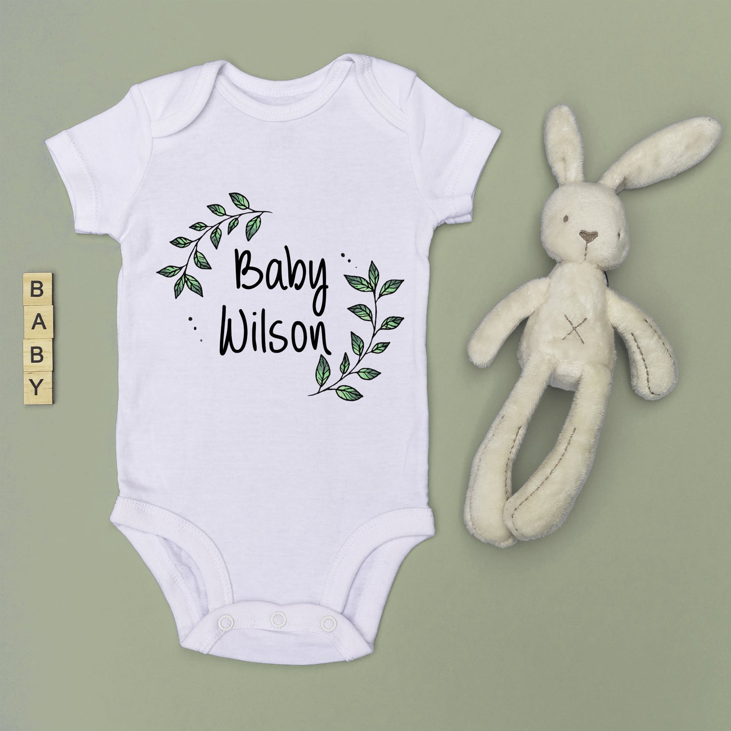 Personalised Baby Surname Announcement Baby Grow Vest Add any Name First Outfit - Baby Shower - New Baby