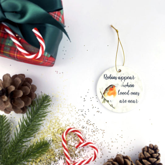 Robin's Appear When Loved One's are Near - Ceramic Christmas Bauble