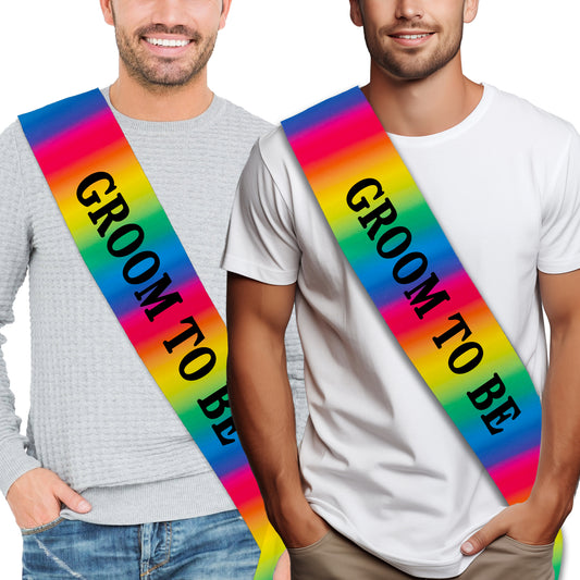 Rainbow Groom to Be Sash - Stag Sash - LGBTQ+ Wedding Sash - Pride Wedding Accessories - Stag Do Sash