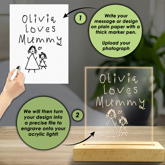 Personalised Mother's Day Acrylic Light - Warm White