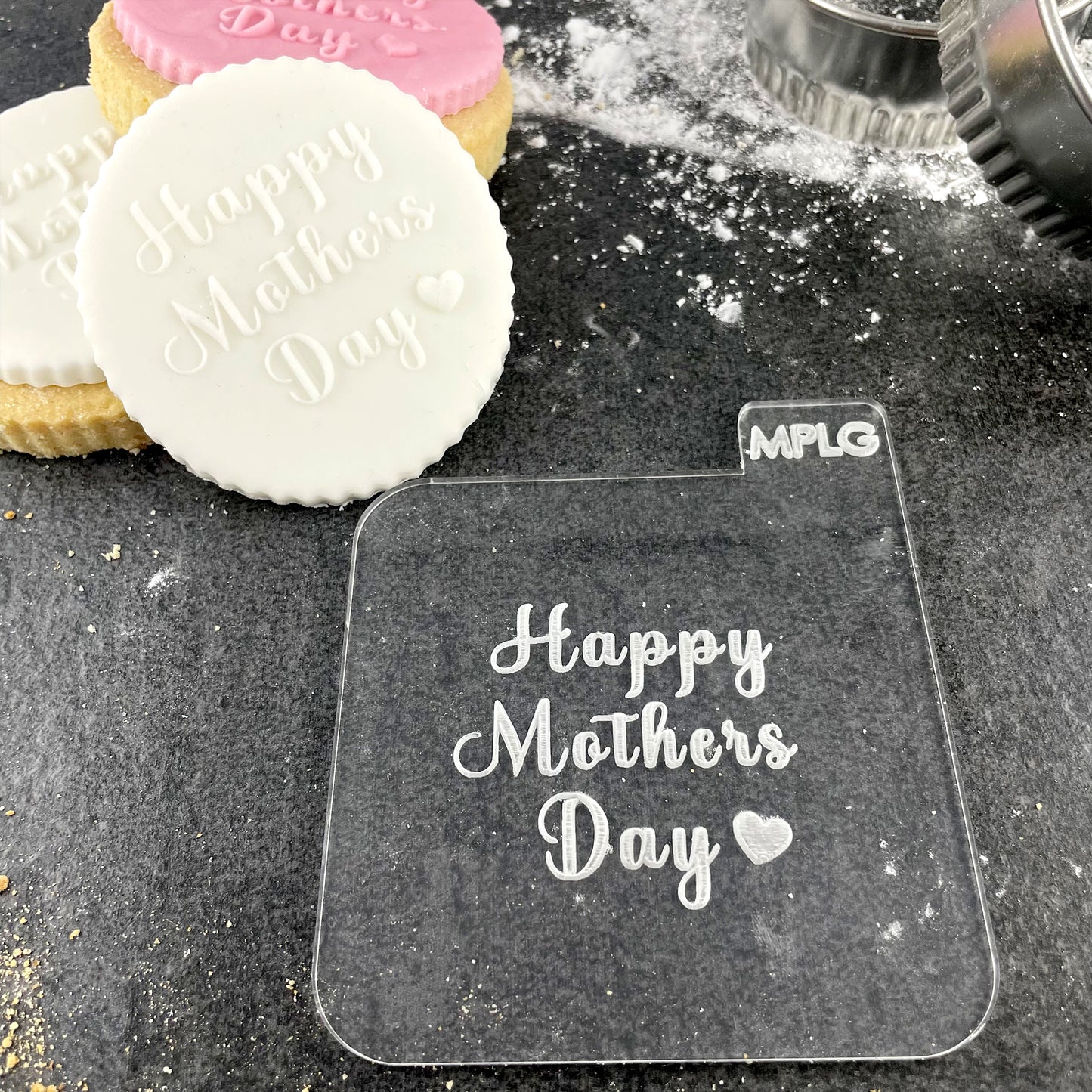 Happy Mother's Day Icing Stamp Embosser Stamp Fondant for Biscuits, Cookies, Cupcake Topper Decorations Stencil for Mum