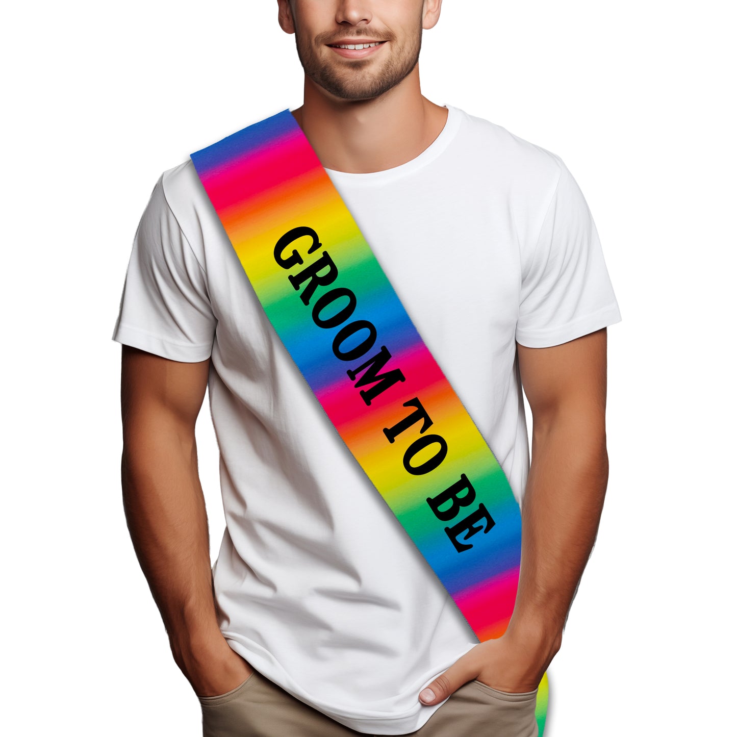 Rainbow Groom to Be Sash - Stag Sash - LGBTQ+ Wedding Sash - Pride Wedding Accessories - Stag Do Sash